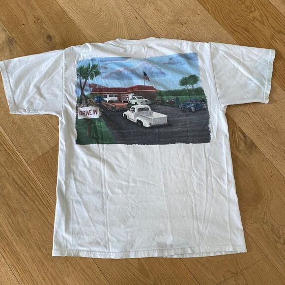 Hanes Beefy Vintage Truck Drive In, In-N-Out Burger Graphic Tee in White - Picture 8 of 8